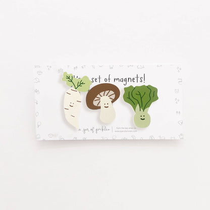 Vegetable Veggie Wood Magnet Set of 3